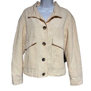 Womens Beige Corduroy Jacket Button Front By Bagatelle Collection Size Small